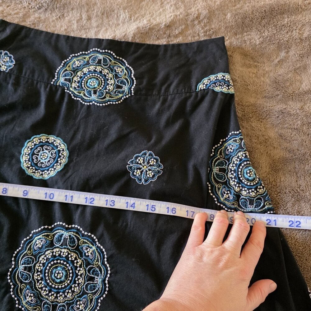 HEART SOUL Embroidered Cotton Wrap Skirt - Boho Medallion Festival Chic 3/S - Picture 9 of 12